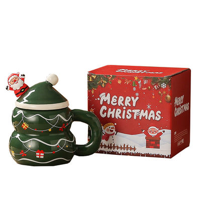Scatola regalo di Natale in ceramica per bambine uomo di neve Babbo Natale design tazza di latte e caffè con cucchiaio