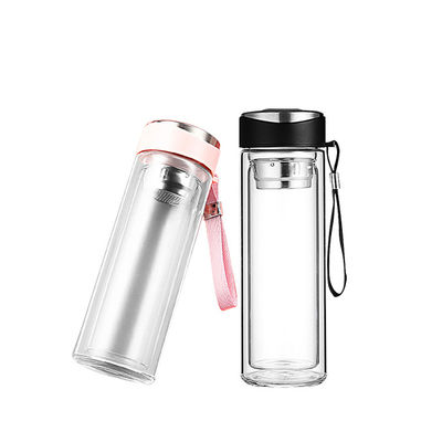 Tumbler di vetro a doppia parete con infusore di tè per la stampa in sublimazione a basso MOQ