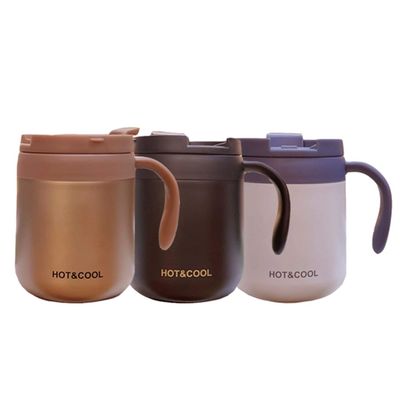 Tazza da ufficio in acciaio inossidabile 304 con manico e coperchio Logo personalizzato Tazza isolante per caffè da bere