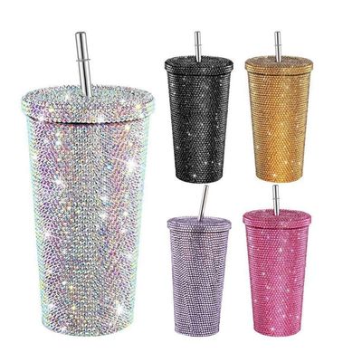 500 ml di diamanti isolanti a doppia parete con accessori con paglia