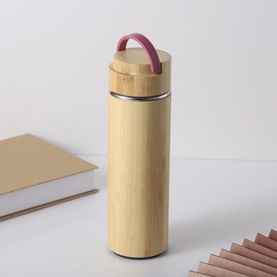 Tipo metallo Acciaio inossidabile Bamboo in legno termostato per bevande con coperchio in legno