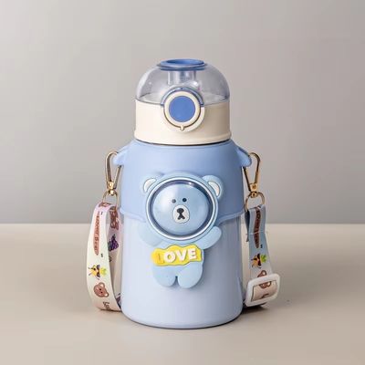 Attività all'aria aperta Disegno animato 500ml Acciaio inossidabile Coppa termica per bambini con coperchio di paglia