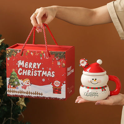 Ceramica sostenibile Cute Snowman Babbo Natale Tazza di caffè in scatola regalo per i festival