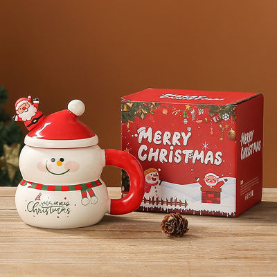 Ceramica sostenibile Cute Snowman Babbo Natale Tazza di caffè in scatola regalo per i festival
