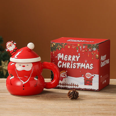 Ceramica sostenibile Cute Snowman Babbo Natale Tazza di caffè in scatola regalo per i festival