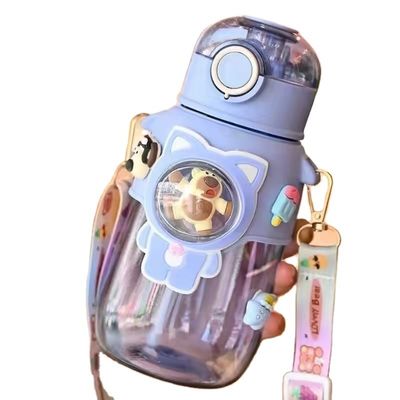 680ml PC PP Bevande Sport Orso Cartoni animati Bambini Bottiglia d'acqua di plastica all'aperto Con paglia
