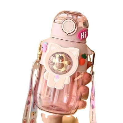 680ml PC PP Bevande Sport Orso Cartoni animati Bambini Bottiglia d'acqua di plastica all'aperto Con paglia