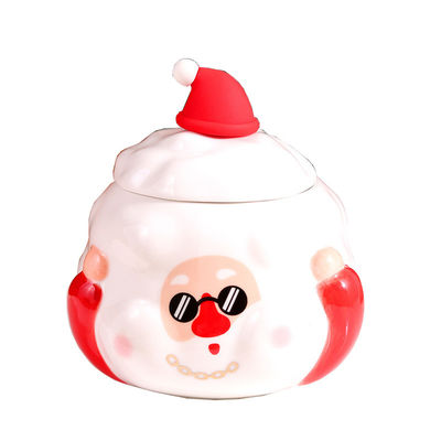 Logo personalizzato Acceptabile tazza di ceramica con coperchio Cute Natale pupazzo di neve Disegno 3 colori
