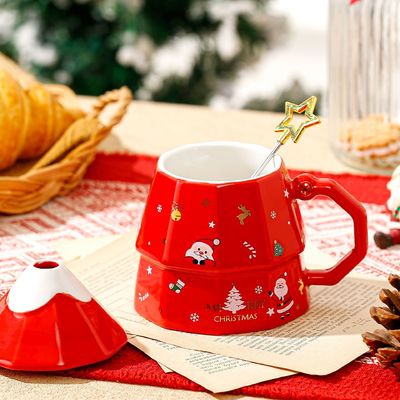 Sostenibile Osso Ceramica Mug Gift Box Set Con Capo Cucchiaio Creativo Disegno Albero di Natale
