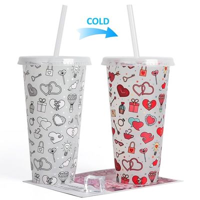 Promozione Giveaway Riutilizzabile senza BPA Stampa personalizzata Tazza di caffè in plastica con coperchio e paglia