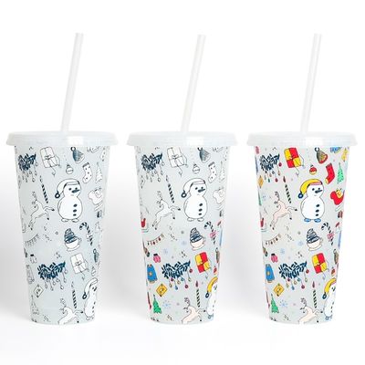 Promozione Giveaway Riutilizzabile senza BPA Stampa personalizzata Tazza di caffè in plastica con coperchio e paglia