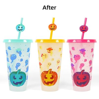 Promozione Giveaway Riutilizzabile senza BPA Stampa personalizzata Tazza di caffè in plastica con coperchio e paglia