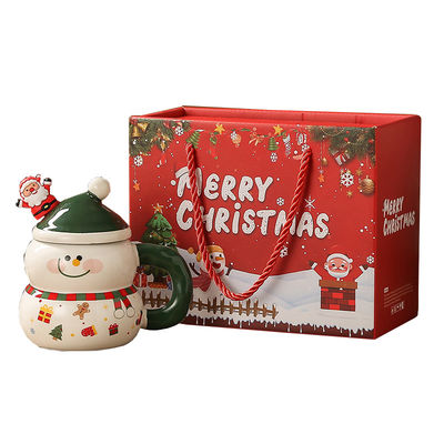 Uomo di neve festivo Babbo Natale Tazza di caffè MANUALIZZAZIONE Ceramica Mike Mug con Festival Gift Box