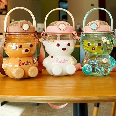 Alunni di ritorno a scuola Bottiglia d'acqua di plastica portatile con paglia e grande capacità