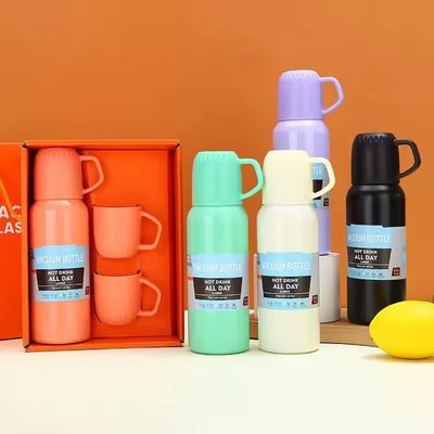 PORTABLE Set regalo di tazze d'acqua per viaggiatori con tre tappi in acciaio inossidabile