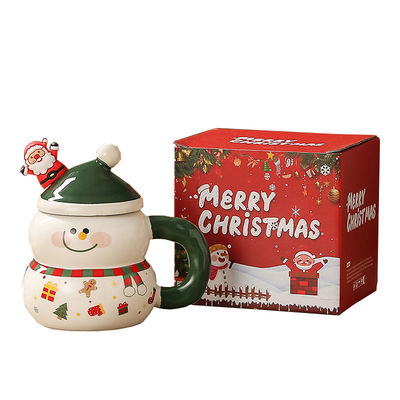 Quattro colori scatola regalo di Natale uomo di neve Babbo Natale design latte tazza di caffè tazza con cucchiaio