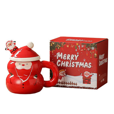 Logo personalizzato accettabile uomo delle nevi Babbo Natale Disegno ragazza Scatola regalo di Natale Latte Tazza di caffè Tazza con cucchiaio 400ml