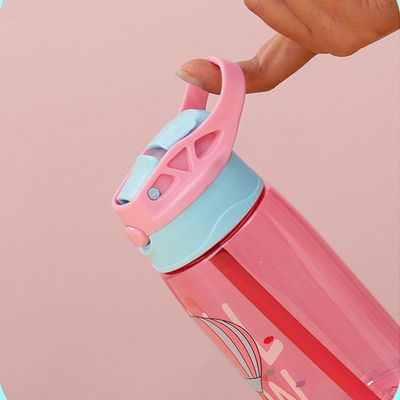 480ml Bambini Carino Portatile a prova di perdite Straight Drink Bottiglia d'acqua di plastica con paglia
