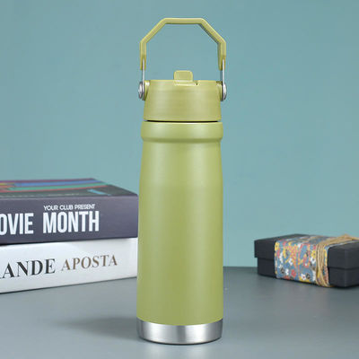 Coppa dritta Logo personalizzato Viaggio caldo 500ml 650Ml Doppio muro Acciaio inossidabile Sport Bottiglia d'acqua con manico