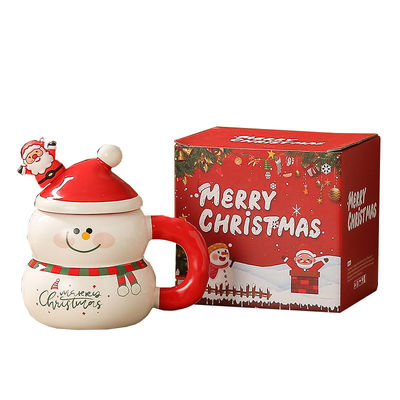 8.5x6.8cm ceramica natalizia design latte tazza di caffè tazza con scatola regalo uomo di neve Babbo Natale