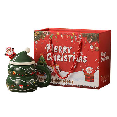 8.5x6.8cm ceramica natalizia design latte tazza di caffè tazza con scatola regalo uomo di neve Babbo Natale