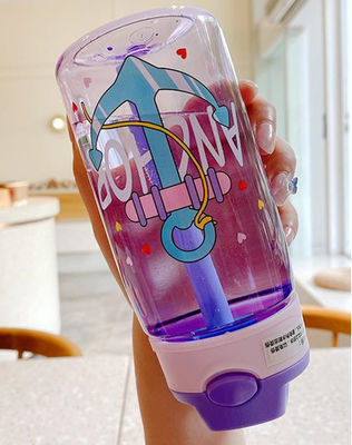 Bottiglie di acqua potabile per bambini in plastica rivestite anti-corrosione con logo e cannucce personalizzati