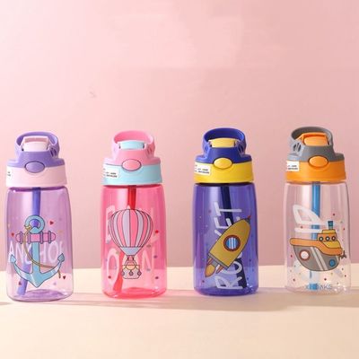 Bottiglie di acqua potabile per bambini in plastica rivestite anti-corrosione con logo e cannucce personalizzati