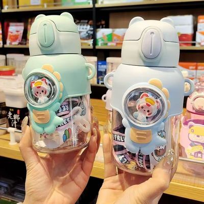 Stile di design carino 2024 Bottiglie d'acqua rosa con paglia per ragazze e bambini a scuola
