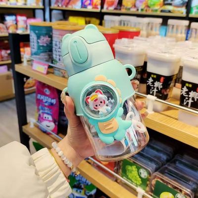 Stile di design carino 2024 Bottiglie d'acqua rosa con paglia per ragazze e bambini a scuola