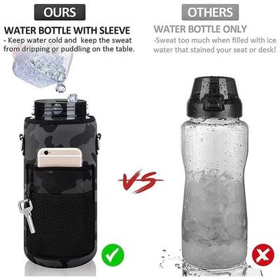 Bottiglia d'acqua di plastica con manica di stoccaggio