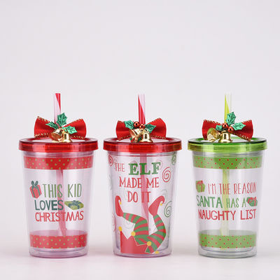 Riutilizzabile 10oz Cute Design doppio muro Acrilico trasparente di plastica Acqua Tumblers con paglia