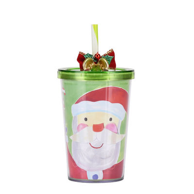 Riutilizzabile 10oz Cute Design doppio muro Acrilico trasparente di plastica Acqua Tumblers con paglia