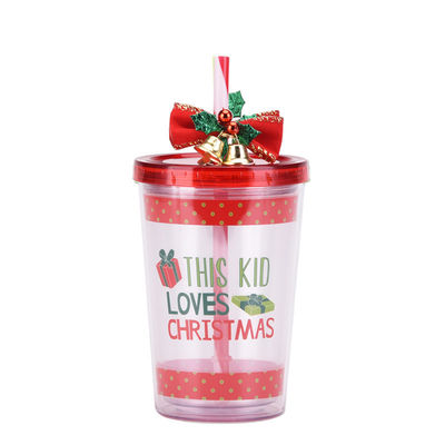 Riutilizzabile 10oz Cute Design doppio muro Acrilico trasparente di plastica Acqua Tumblers con paglia