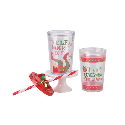 Riutilizzabile 10oz Cute Design doppio muro Acrilico trasparente di plastica Acqua Tumblers con paglia