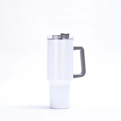 HANDGRIP 40oz Tumbler con coperchio di paglia e maniglia in acciaio inossidabile Tumbler riutilizzabile per bicchieri di auto colorati