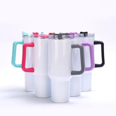 Tumbler riutilizzabili in acciaio inossidabile Coppe colorate per auto Tumbler con maniglia e coperchio di paglia