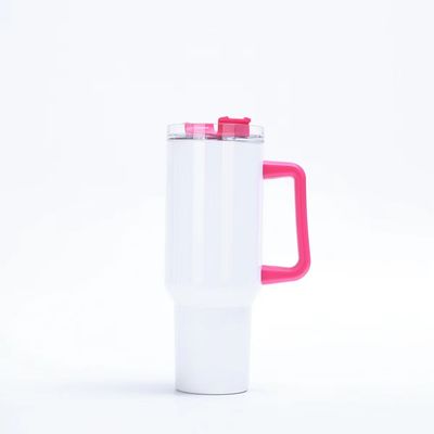 40oz Tumbler con manico e coperchio di paglia Tumblers in acciaio inossidabile colorate Tazze auto per il lavoro