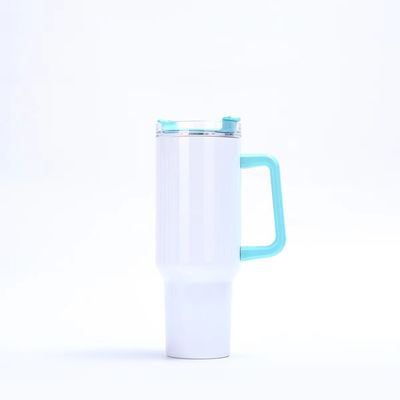 40oz Tumbler con manico e coperchio di paglia Tumblers in acciaio inossidabile colorate Tazze auto per il lavoro