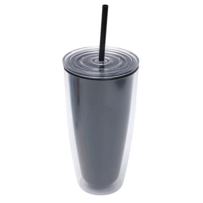 Bottina d'acqua a doppia parete 750 ml con coperchio e tazze per caffè a paglia