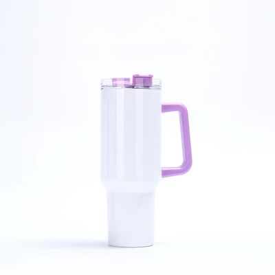 40oz Tumbler con manico e coperchio di paglia Tumblers in acciaio inossidabile colorate Tazze auto per il lavoro