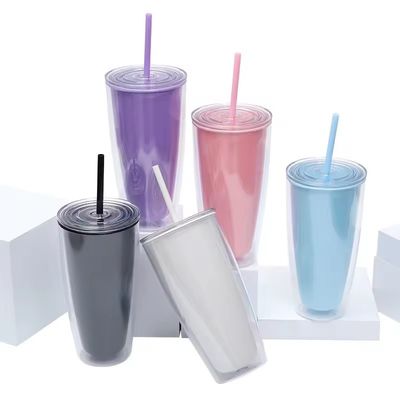 Bottina d'acqua a doppia parete 750 ml con coperchio e tazze per caffè a paglia