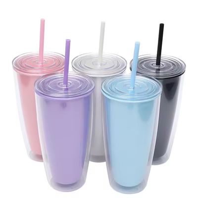 Big Belly Cup 24oz bottiglia d'acqua di plastica a doppia parete con paglia e colore personalizzato