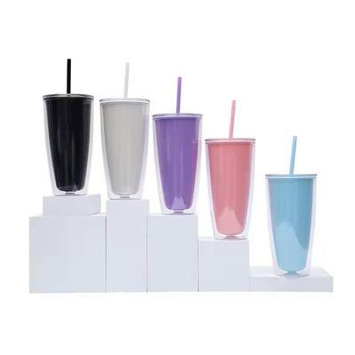 Big Belly Cup 24oz bottiglia d'acqua di plastica a doppia parete con paglia e colore personalizzato