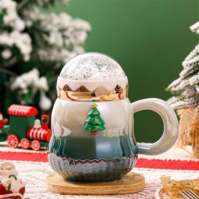 Natale Babbo Natale Tazza in ceramica con maniglia Disegno di animazione creativo 2 colori Grande