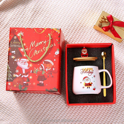 Regali di Natale Tazze in ceramica con cucchiaio 400ml Decorazione tazza di caffè in porcellana riutilizzabile