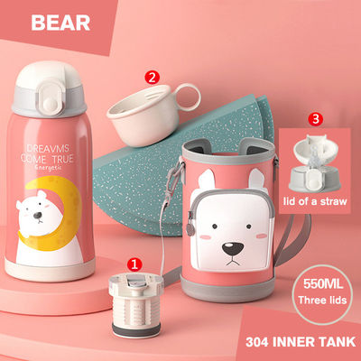 Acciaio inossidabile 550ml Logo personalizzato Bounce Straw Lid Thermos Cup per studenti in campeggio