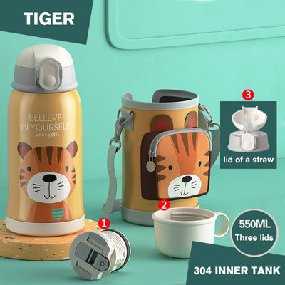 Acciaio inossidabile 550ml Logo personalizzato Bounce Straw Lid Thermos Cup per studenti in campeggio