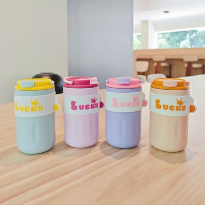 420ml Portable Creative Cute Straight Drink Bottiglia d'acqua in acciaio inox con coperchio