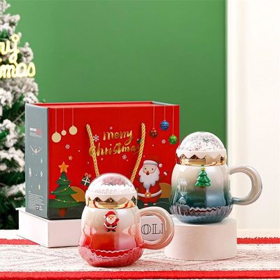 Colore gradiente Cugni ceramici regalo natalizio in scatola 2024 Disegno delicato 6.8cm*11cm 2 colori