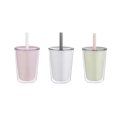 TOUR 720ml Big Belly Cup Bottiglia d'acqua di plastica a doppia parete con paglia di grande capacità
